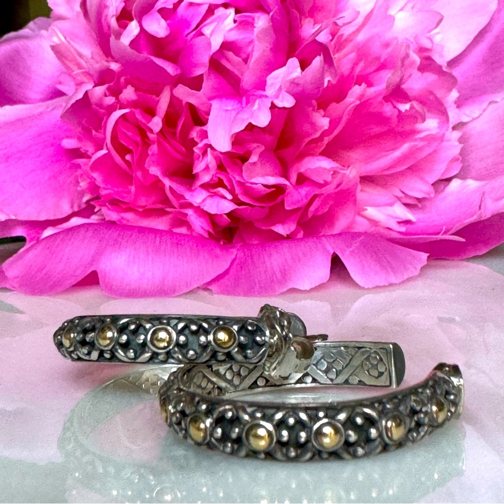 John Hardy Gold and Silver Hoop Earrings